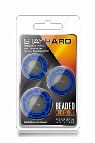 Blush Inel Stay Hard Beaded Cockrings Blue