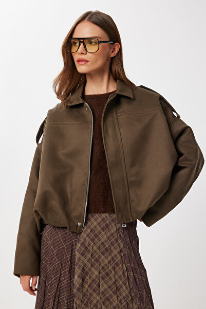 Lovelyİstanbul Süet Görünümlü Bomber Ceket LOH0014 HAKİ