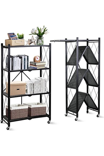 Generic منظم تخزين قابل للطي، 4 طبقات، رفوف تخزين، رف تخزين خزانة المطبخ