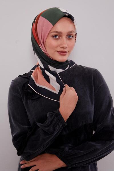 Levidor Black Geometric Pattern Cotton Scarf