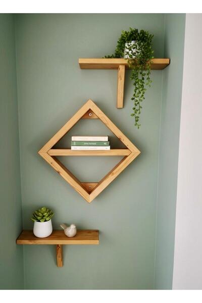 BY AHŞAP DEKOR Çok Amaçlı Ahşap Duvar Rafı | Kitaplık, Saksılık, Dekoratif Ob...