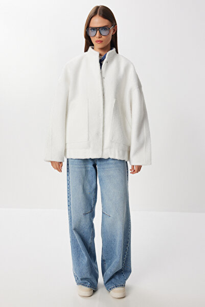 Lovelyİstanbul Oversize Cepli Buklet Ceket LFG0159 EKRU