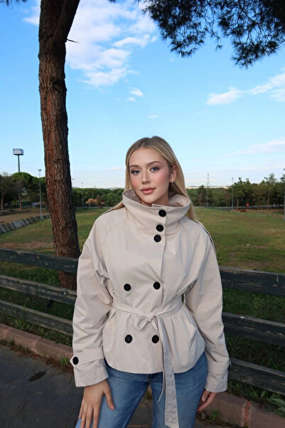 Bak Moda Μπεζ μπουφάν με επένδυση