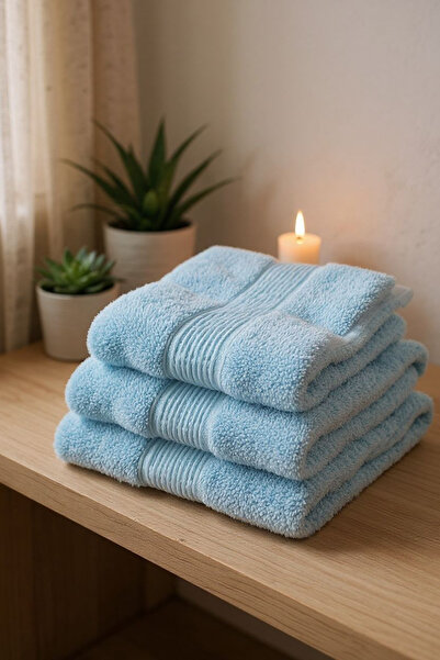 Ercahome tekstil منشفة وجه مزدوجة أنيقة باللون الأزرق مصنوعة من القطن بنسبة 100%