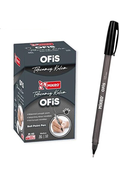 Mikro Siyah Ofis Tipi Tükenmez Kalem 50 Adet Ball Pointpen Siyah