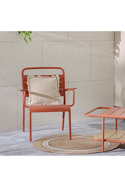 Danube Home Shinola Outdoor Chair - Stylish Red Steel Bench for Outdoor Living, Ideal for Patio & Garden
