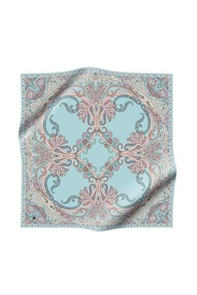 Vissona Eșarfă de mătase Tivil 60777 - 21 - 0042 Turcoaz deschis cu model etnic