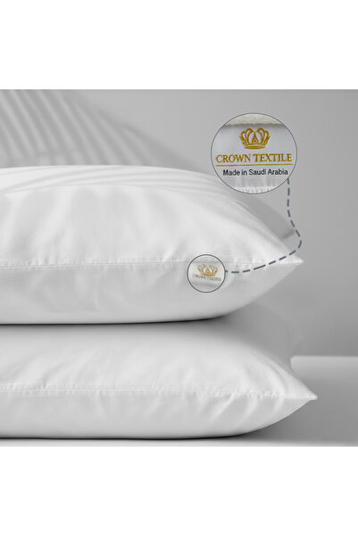Crown Textile (2 pieces) White Hotel Pillowcase with Cotton Fabric - 1000g Microfiber Filling, Luxury Hotel Pillow