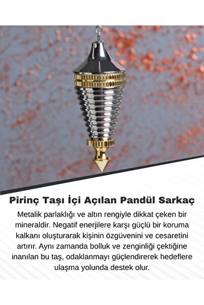 Saff Doğal Taş Pirinç Taşı İçi Açılan Pandül Sarkaç