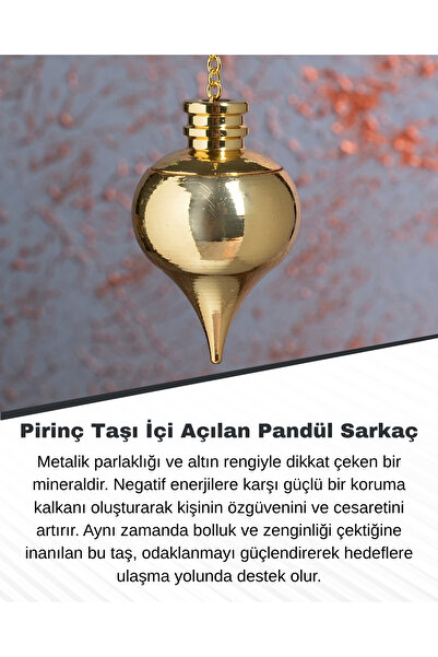 Saff Doğal Taş Pirinç Taşı İçi Açılan Pandül Sarkaç