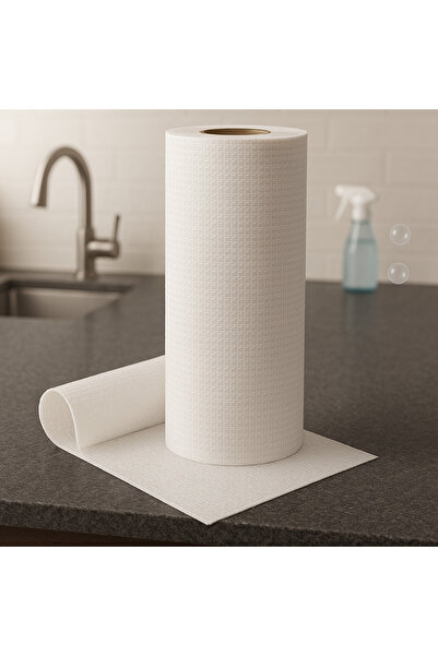 Fabemax 120 Pieces Roll Multi-Purpose Cleaning Cloth Extra Durable Extra Absorbent Disposable White Cloth