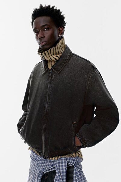 Pull & Bear Fermuarlı denim ceket