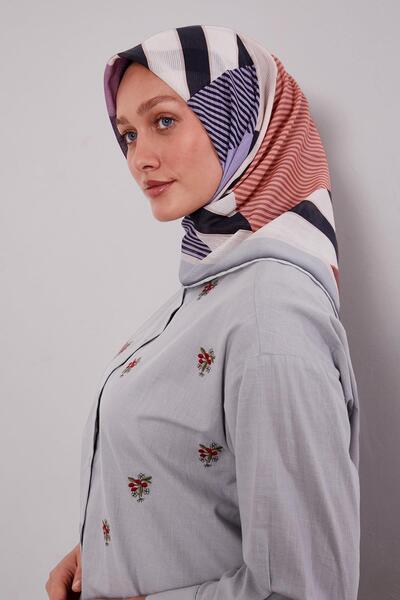 Levidor Baby Blue Geometric Pattern Cotton Scarf