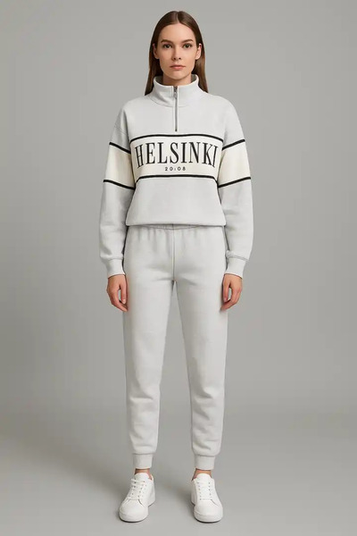 cemo Short Sweat with Front Zipper and Helsinshi Print