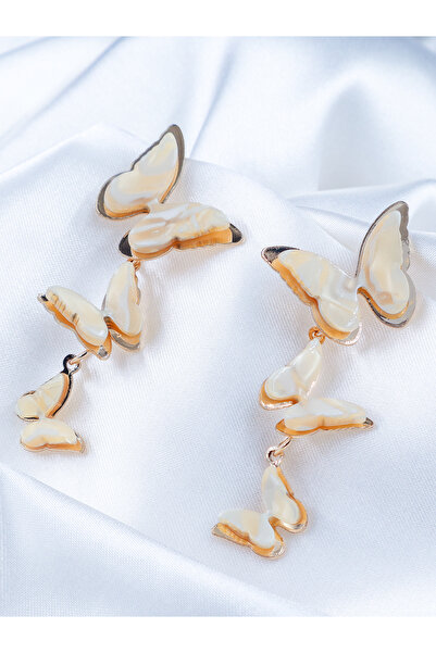 DlaraJewelry أقراط على شكل فراشة منقوشة بالرخام