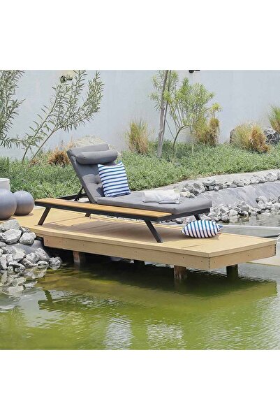 Danube Home Sunny Lounger with Side Table - Grey Outdoor Sun Lounger, 1 Year Warranty, Comfortable & Stylish