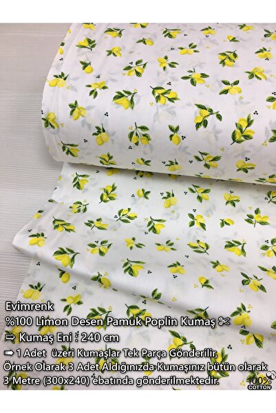 Renk Tekstil Minik Limon %100 Pamuk Metrelik Kesim Poplin Kumaşlar - Hobi - D...