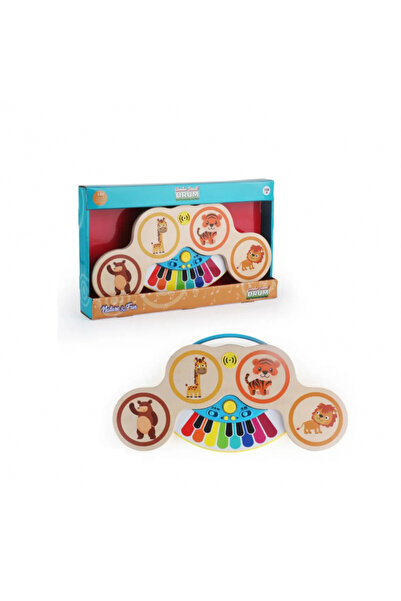 CreativeStyle Jucărie muzicală interactivă pentru bebeluși, atingere magică, pian și set de tobe din lemn pentru învățarea timpurie a copiilor Montessori