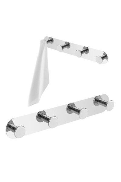 Other CUIER PENTRU PROSOAPE, cârlig rotunjit cvadruplu, oțel autoadeziv, crom