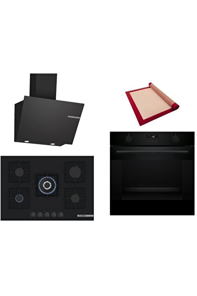 Bosch Siyah 3 lü Ankastre Set (HUA736EA0T-PNQ7B6P30O-DWK66PJ60T) Buhar Destek...
