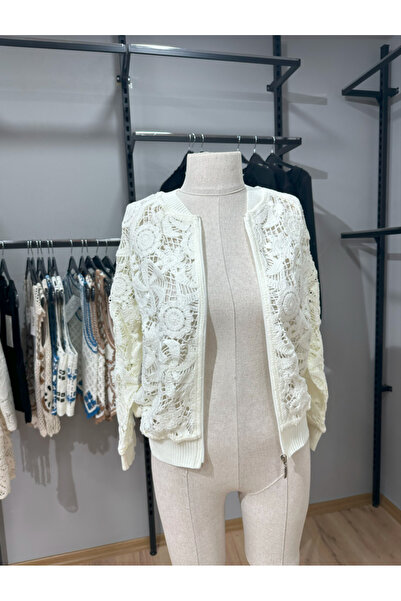 FioraWear Kadın Ajurlu Fermuarlı Hırka