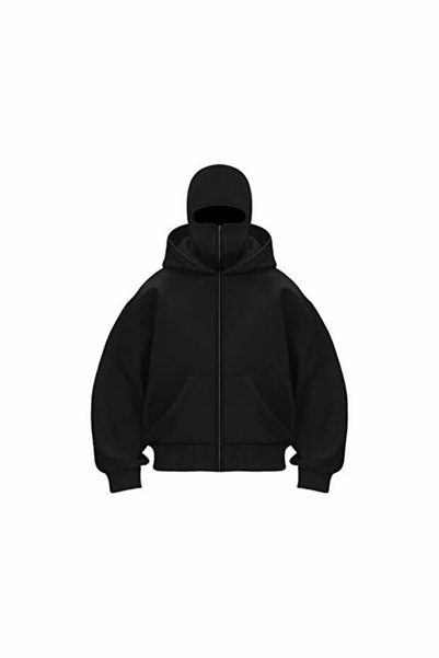 Gofeel Teeth Parıltılı Taş Baskılı Kar Maskeli Kapüşonlu Oversize 3 İplik Hırka