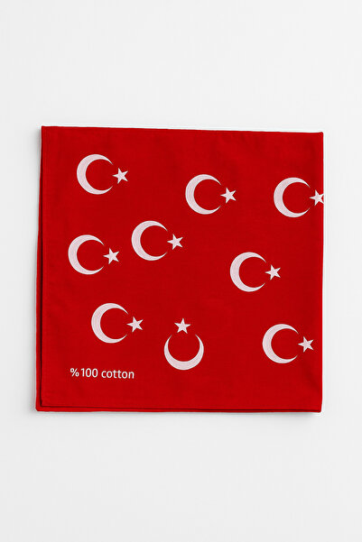 Sibel Günay Butik Türk Bayraklı Kırmızı Fular / Bandana | Unisex | 52*53 cm | 10'lu