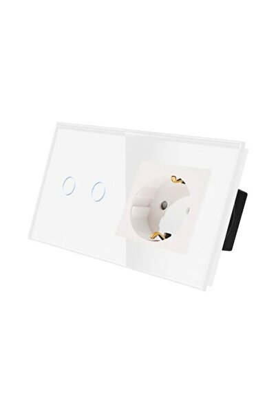 Bingoelec Întrerupător 4M (2+2M) 2 butoane WIFI + RF fără neutru cu priză Sch...