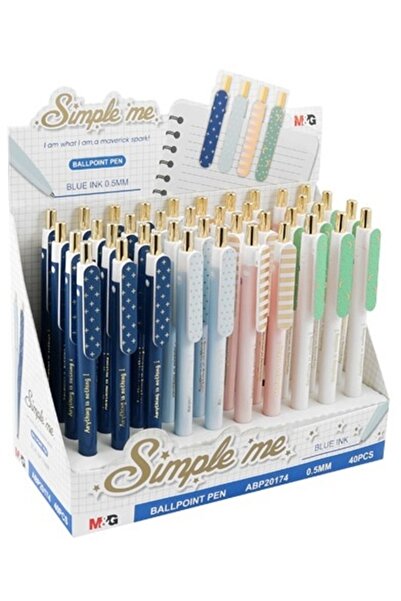 M&G Pix retractabil, Simple me, albastru, 0.5mm, 40 buc/cutie,