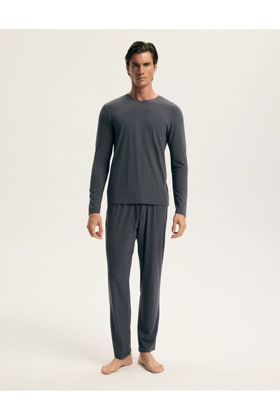ESOTIQ HOMME Men's Classic Pajama Set Long Sleeve & Pants Cotton & Modal Comfy Housewear | Axiom