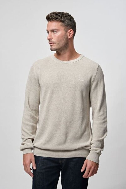 Gant Men's Regular Fit Textured Knit Crew Neck Sweater - Beige