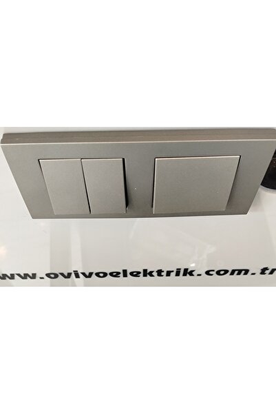 OVİVO antrasit KOMÜTATÖR+ANAHTAR SET ÇERÇEVELİ