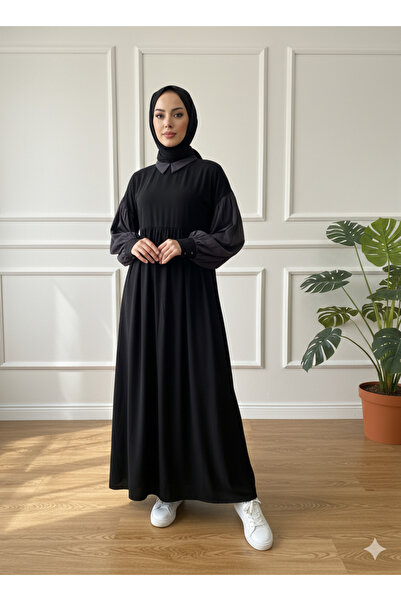 MERVERA ÇİFT RENKLİ ROBALI MEDİNE İPEĞİ TESETTÜR ELBİSE