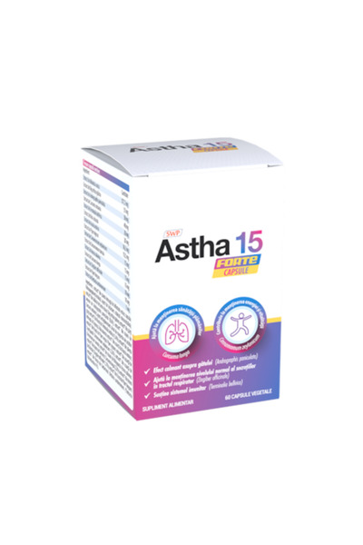 SUN WAVE PHARMA Astha 15 Forte, Sun Wave Pharma, susține sănătatea plămânilor, 60 capsule