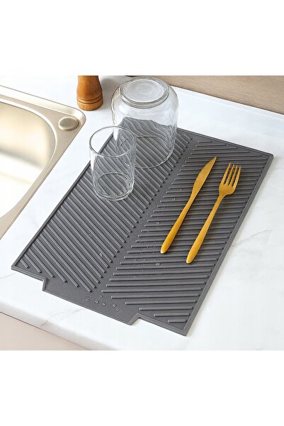 zola Silicone dish drainer, Zola, non-slip, PVC, 43 x 33.5 x 1 cm, gray