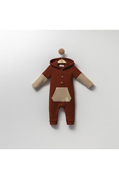 Cassiope Waffle Fabric Baby Boy Hooded Romper