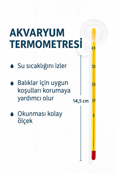 Papağanhane Akvaryum Termometresi 14,5 cm | Hassas Sıcaklık Ölçer | Balıklar ...
