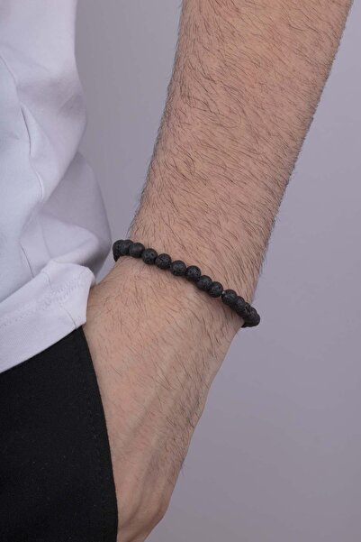 Gümüş Pazarım سوار رجالي من الحجر الطبيعي من حجر اللاف الأسود