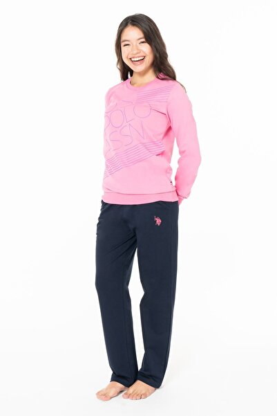 U.S. Polo Assn. Kadın Bisiklet Yaka Uzun Kollu Pijama Takımı S26123 RAHAT KUMAŞ CEPLİ