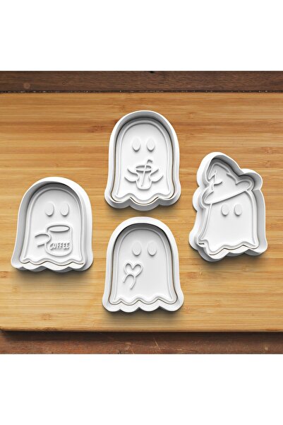 Hobist قالب كوكيز وعجينة السكر على شكل شبح لطيف للهالوين 008، مجموعة من 4 قطع