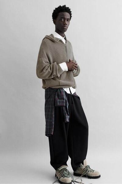 Pull & Bear Kapüşonlu fermuarlı örgü hırka