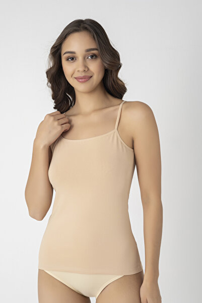 Miss Elit Cotton Skin Color 3-Pack Straight Neckline Strap Tank Top