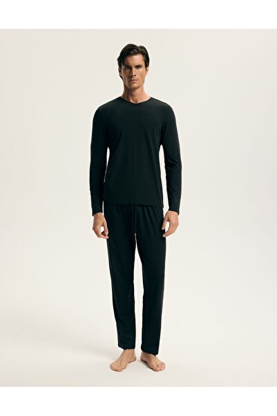 ESOTIQ HOMME Men's Classic Pajama Set Long Sleeve & Pants Cotton & Modal Comfy Housewear | Axiom