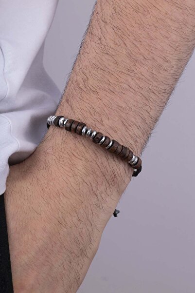 Gümüş Pazarım سوار رجالي من الحجر الطبيعي من خشب الجوز والهيماتيت من سيلفر ماركت