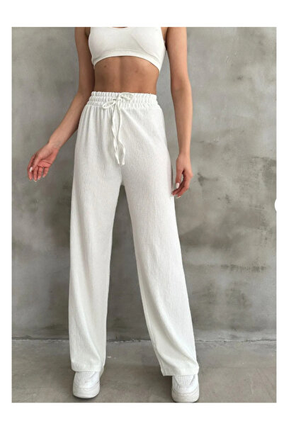 Femaura Pants - Fm004 Model Wrinkled Fabric Women's Pants.