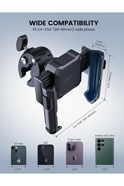 Lamicall Motorcycle Phone Mount Holder - Camera Friendly, 1s Lock, Handlebar Clamp