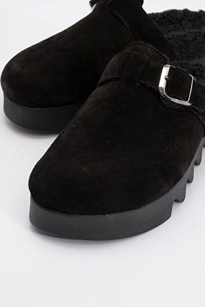 Dericlub Γυναικείες παντόφλες με ψηλή σόλα, βελούδινες, κλειστές μπροστά ZY 1545