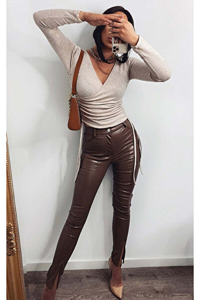 WildFashion Casual faux leather pants T589-8