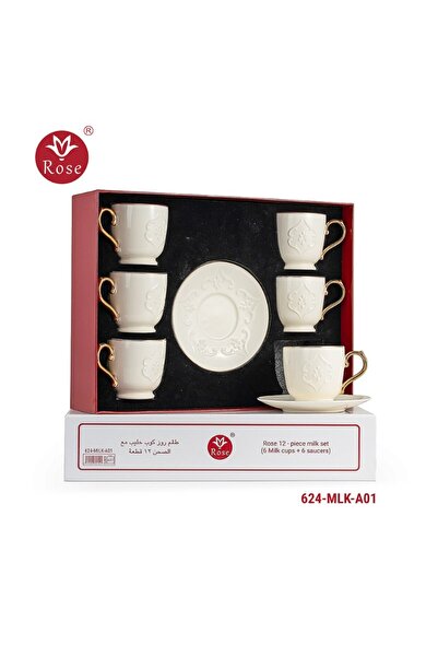 Rose 12-piece porcelain tea cup set with a distinctive classic rose pattern