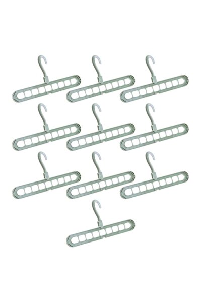 K KATHODE Set 10 clothes hanger organizers, 360° rotation, 2 usage modes horizontal/vertical, green